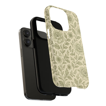 Sage Pattern Vintage Floral iPhone Case | Compatible with MagSafe