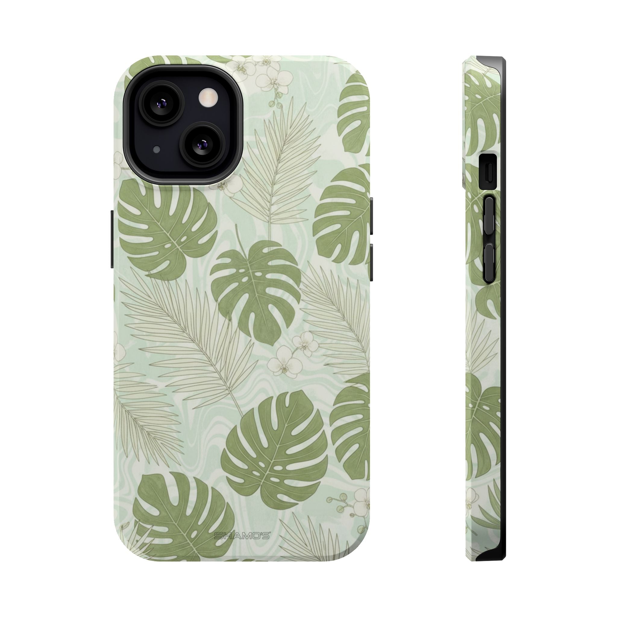 Tropical Monstera Phone Case, Impact-Resistant Magnetic iPhone Cover with MagSafe Compatibility - iPhone 13 / Glossy - Shamo's