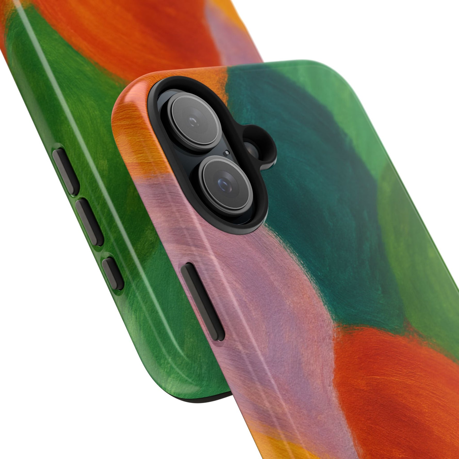 Abstract Color Wave Tough Phone Case — Bold Orange & Green Protective Phone Cover  Shamo's