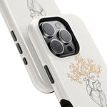 Minimalist Impact-Resistant iPhone Case, Heart Root Illustration ("Growth. Healing. Strength.") MagSafe Compatible - iPhone 17 / Glossy - Shamo's