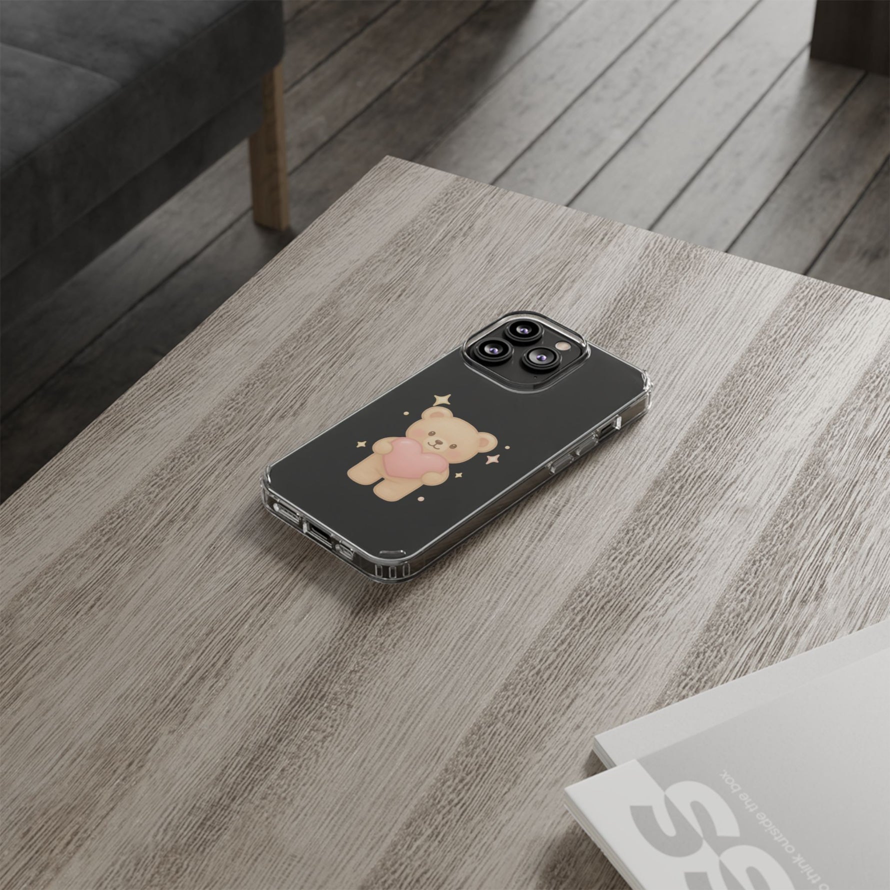 Romantic Teddy Bear Impact-Resistant iPhone Case with Heart Design - Shamo's