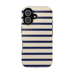 Navy & Cream Ribbed Holiday Sweater Design iPhone Case with MagSafe compatibility  Shamo's iPhone 16 / Glossy