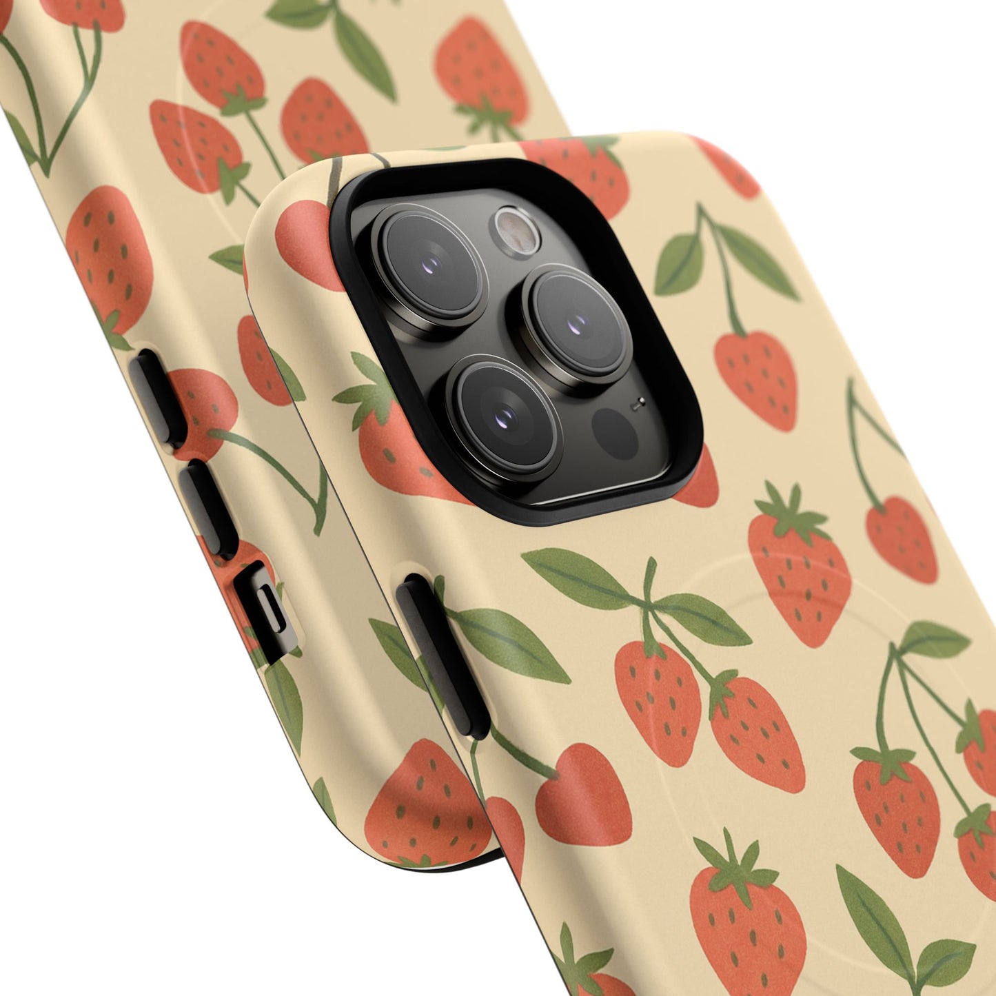 Strawberry Cherry Fruit Pattern iPhone Case | MagSafe Compatible