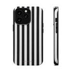 Striped MagSafe Compatible Magnetic Impact-Resistant Phone Case | Black & White Vertical Stripe (Noir Blanc) - iPhone 13 Pro / Matte - Shamo's
