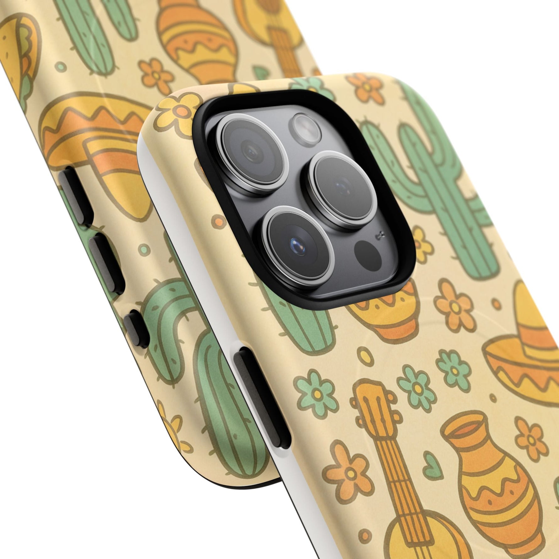 Mexico Hand-Drawn Cactus Pattern iPhone Case – Cute Desert Guitar & Sombrero Design | with MagSafe  Shamo's