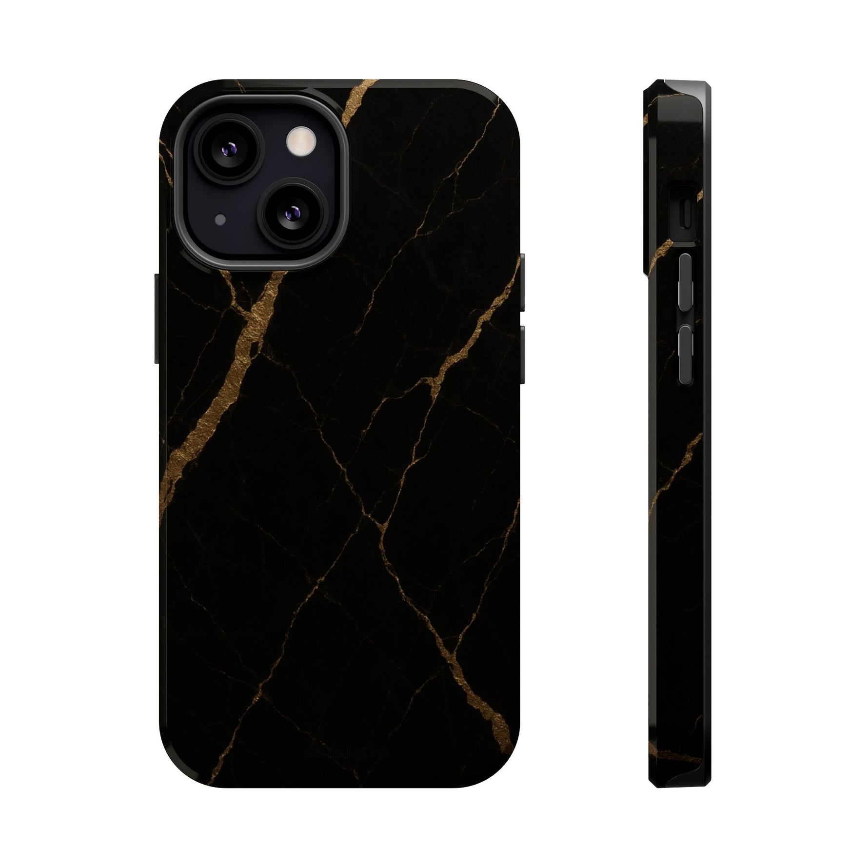 Black & Gold Marble iPhone Case with MagSafe - iPhone 13 Mini / Glossy - Shamo's