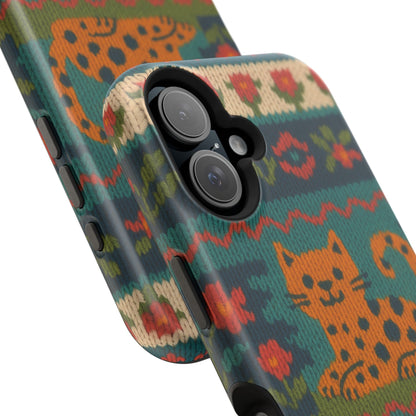 Cozy Knit Leopard Pattern Sweater Holiday Theme iPhone Case with MagSafe compatibility