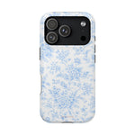 Preppy Look Blue Floral Impact-Resistant Phone Case and MagSafe Compatible