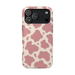 Rose Cowprint – Pink Cow Print MagSafe Phone Case, glossy iPhone 18 Pro Max, rear view