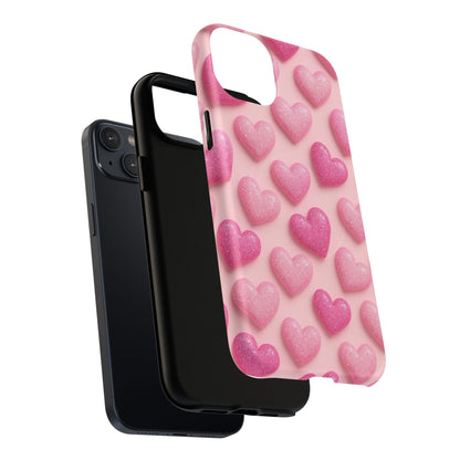 Barbiecore Glitter Hearts iPhone Case | MagSafe