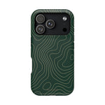 Topographic Green Magnetic Impact-Resistant iPhone Case | MagSafe compatible