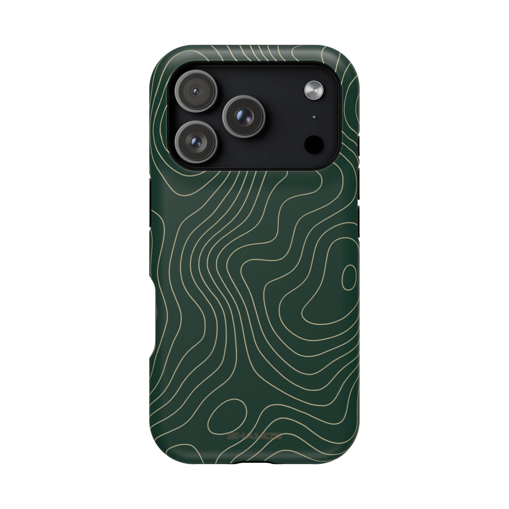 Topographic Green Magnetic Impact-Resistant iPhone Case | MagSafe compatible