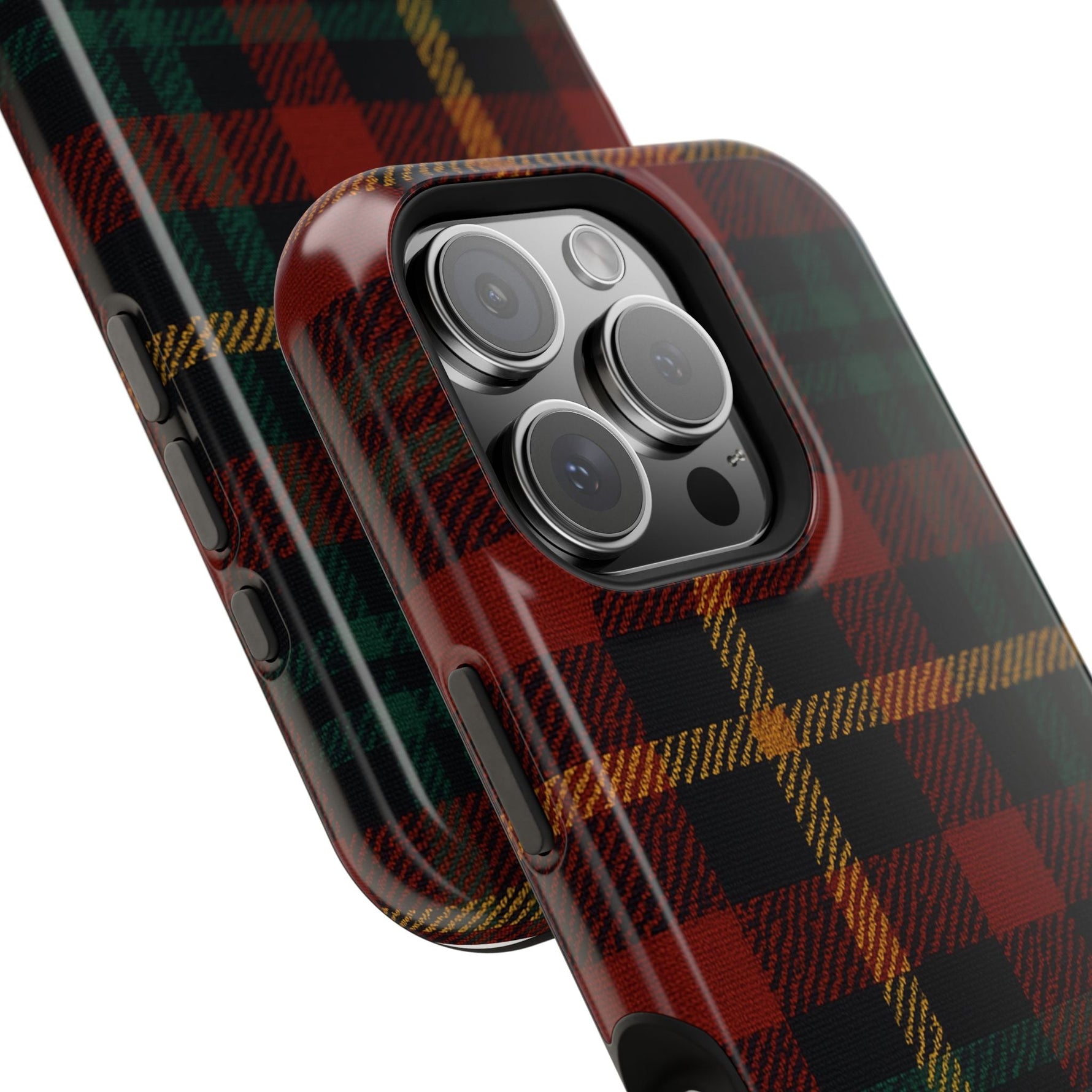 Plaid Impact-Resistant iPhone Case — Red Green Tartan Holiday Theme with MagSafe  Shamo's