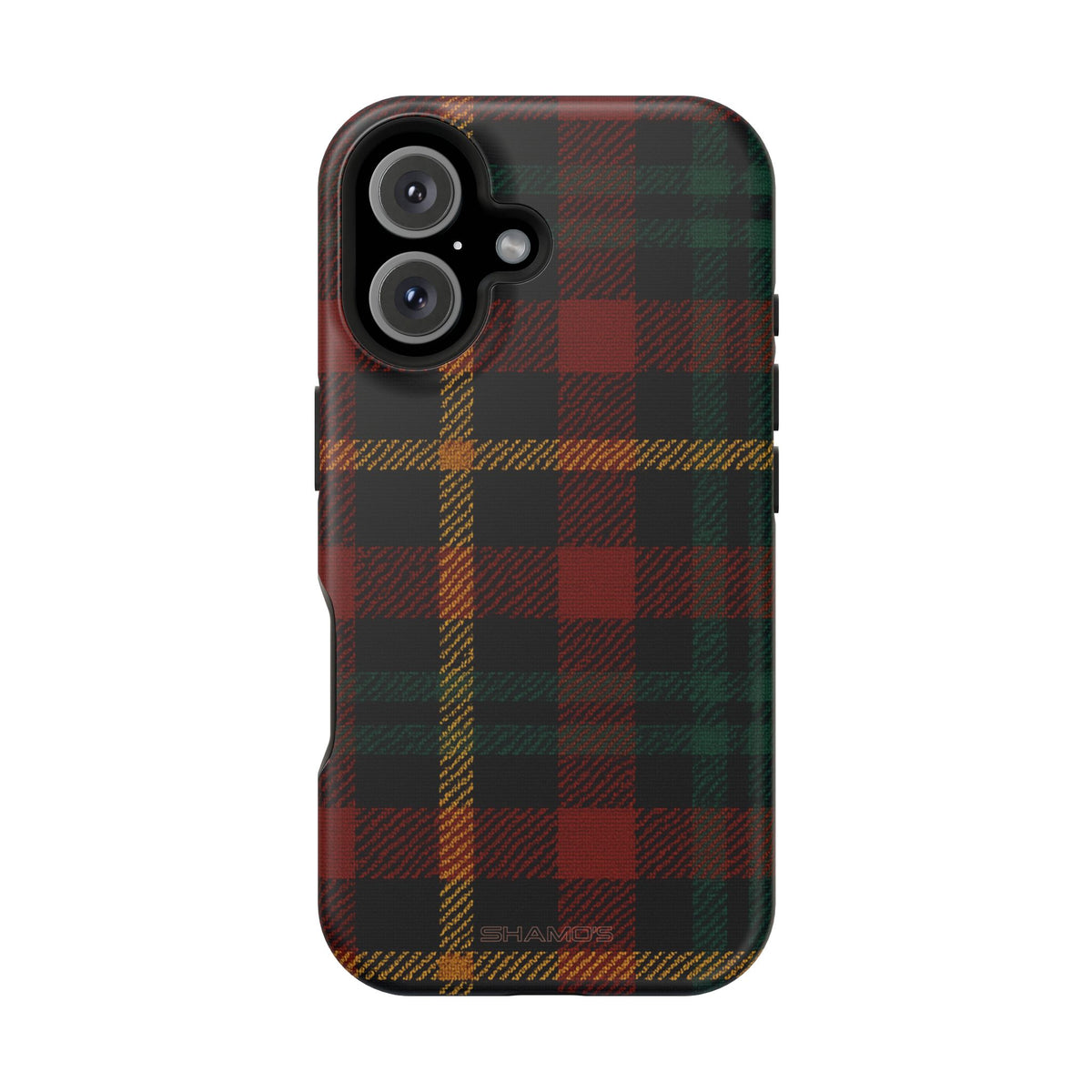 Funda para iPhone resistente a impactos con diseño de cuadros escoceses rojos y verdes con MagSafe
