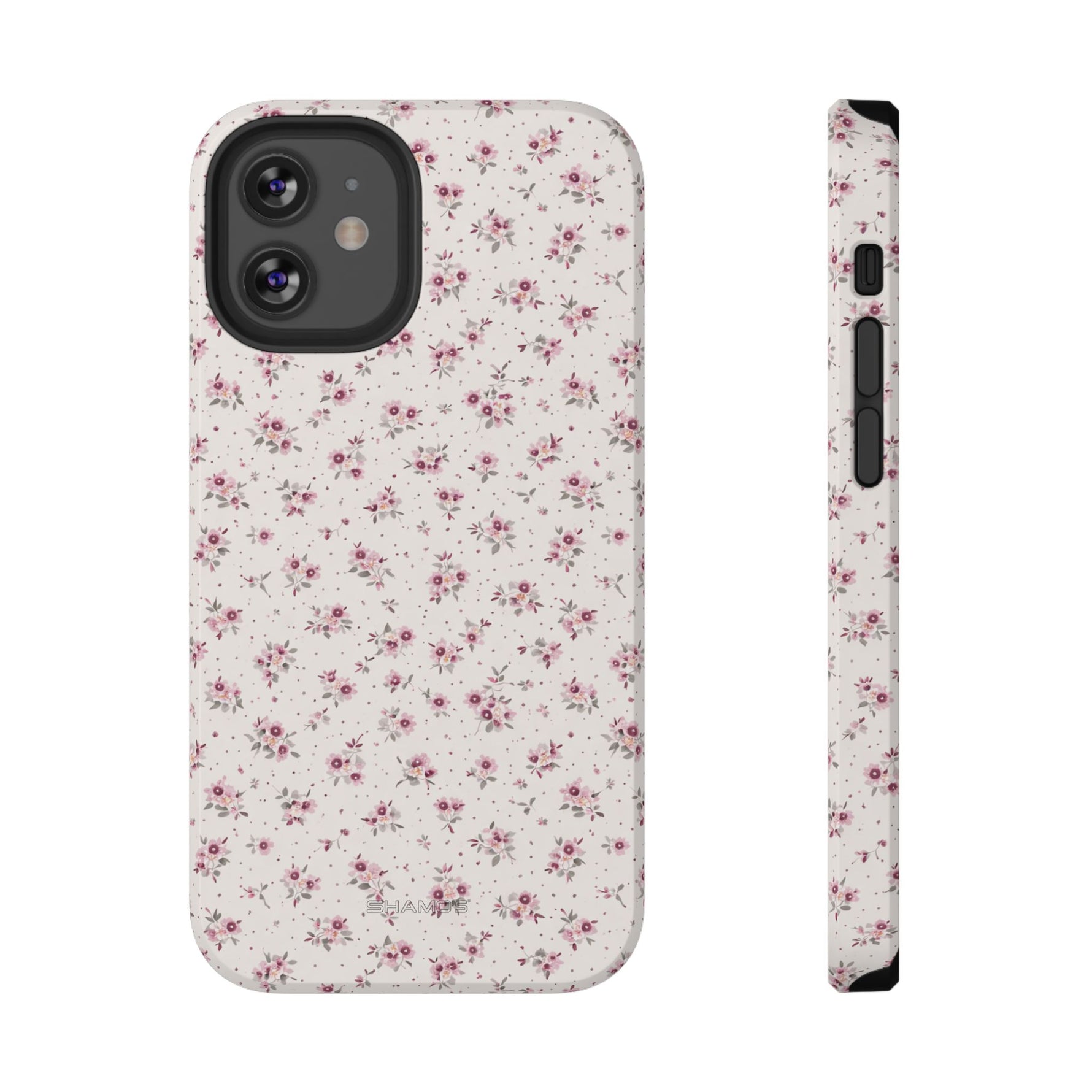 Rosebud Floral Tough iPhone Case | Pink Vintage Flower Protective Cover