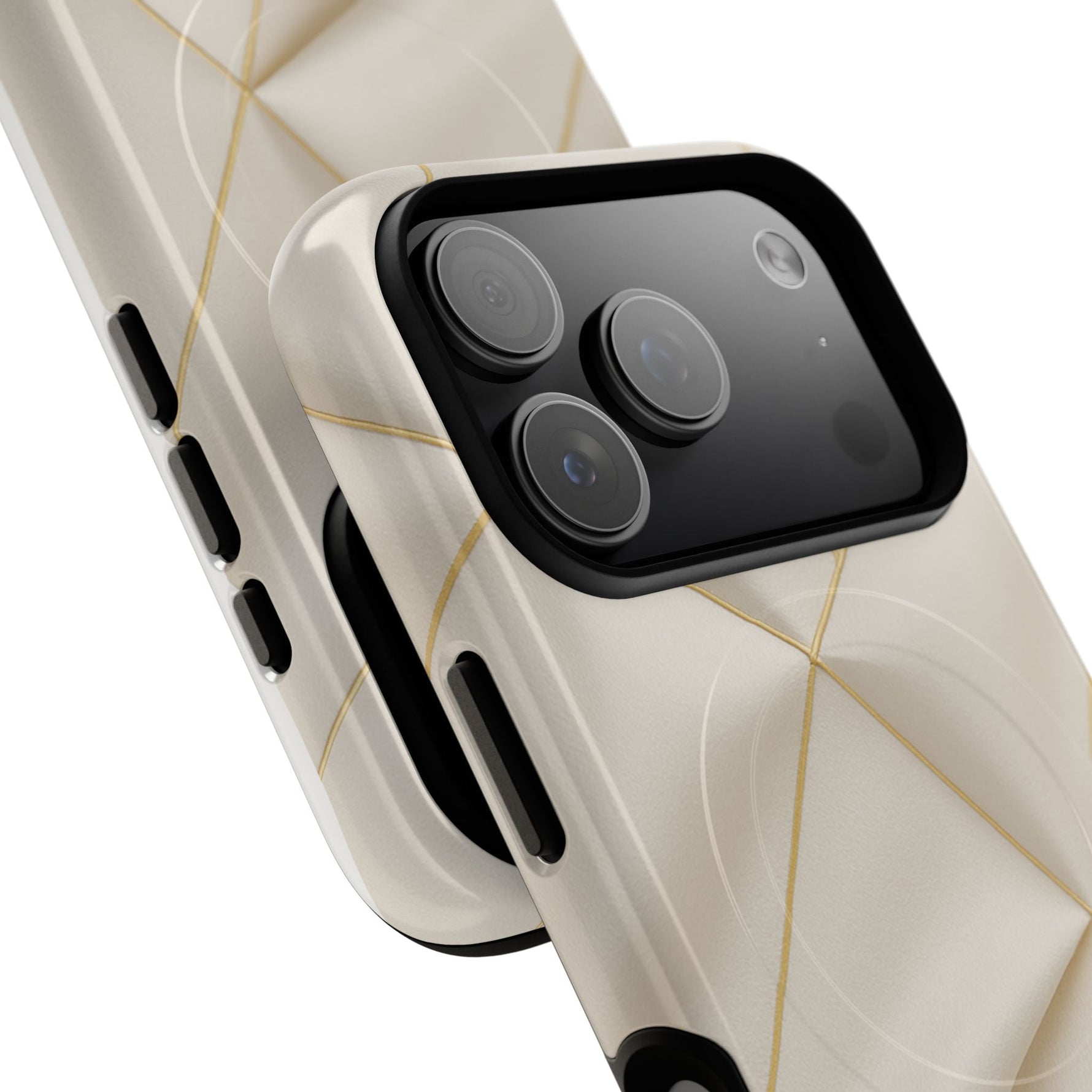 Beige Gold Geometric Luxury Series iPhone Case with MagSafe  Shamo's