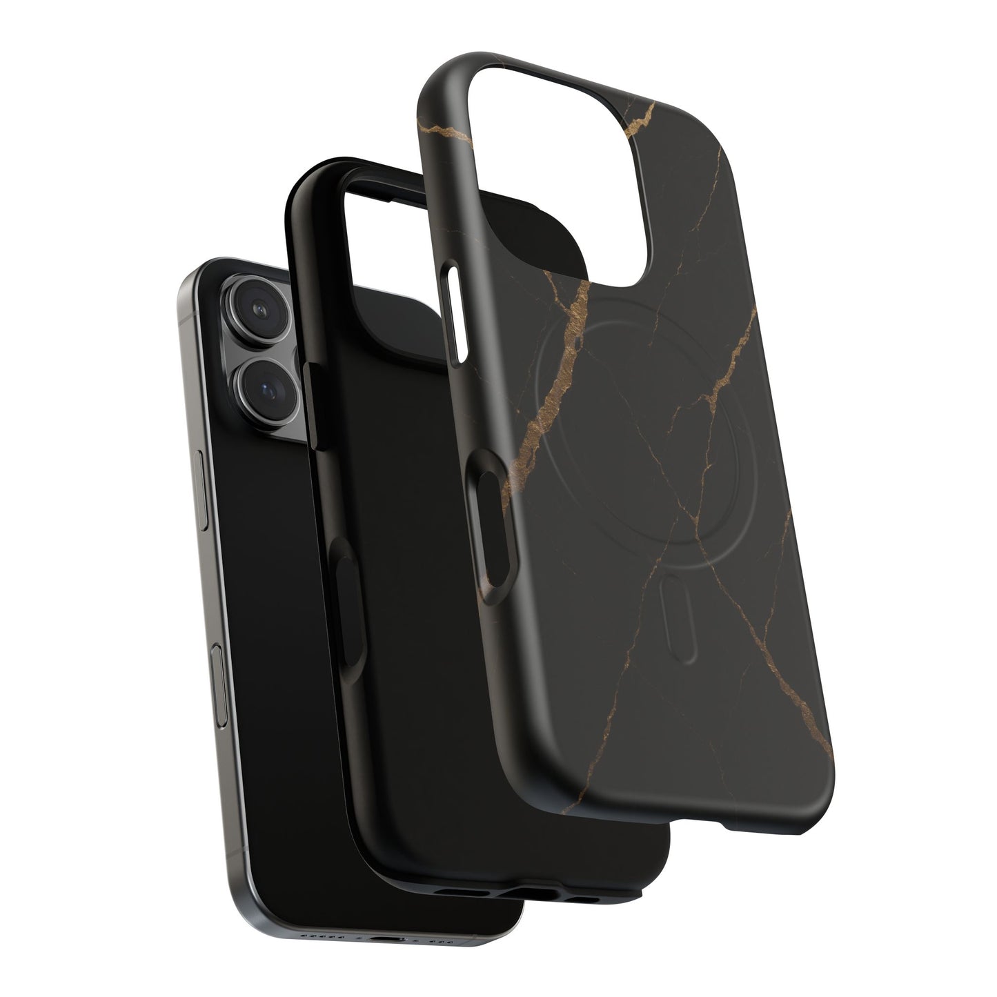 Black & Gold Marble iPhone Case with MagSafe