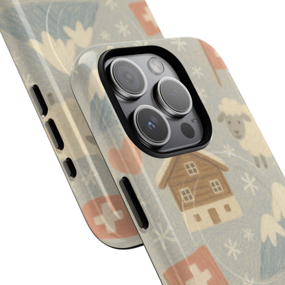Swiss Chalet Sheep Pattern Tough MagSafe iPhone Case