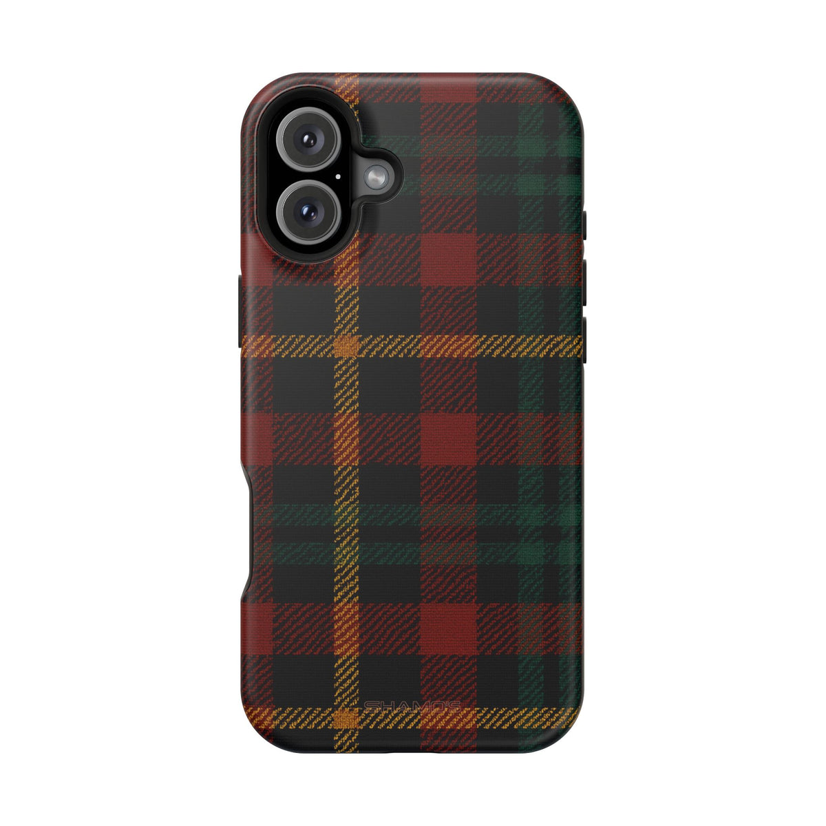 Funda para iPhone resistente a impactos con diseño de cuadros escoceses rojos y verdes con MagSafe