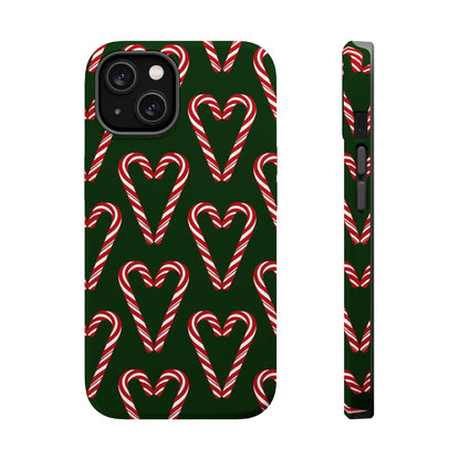 Candy Cane Heart MagSafe Impact-Resistant iPhone Case
