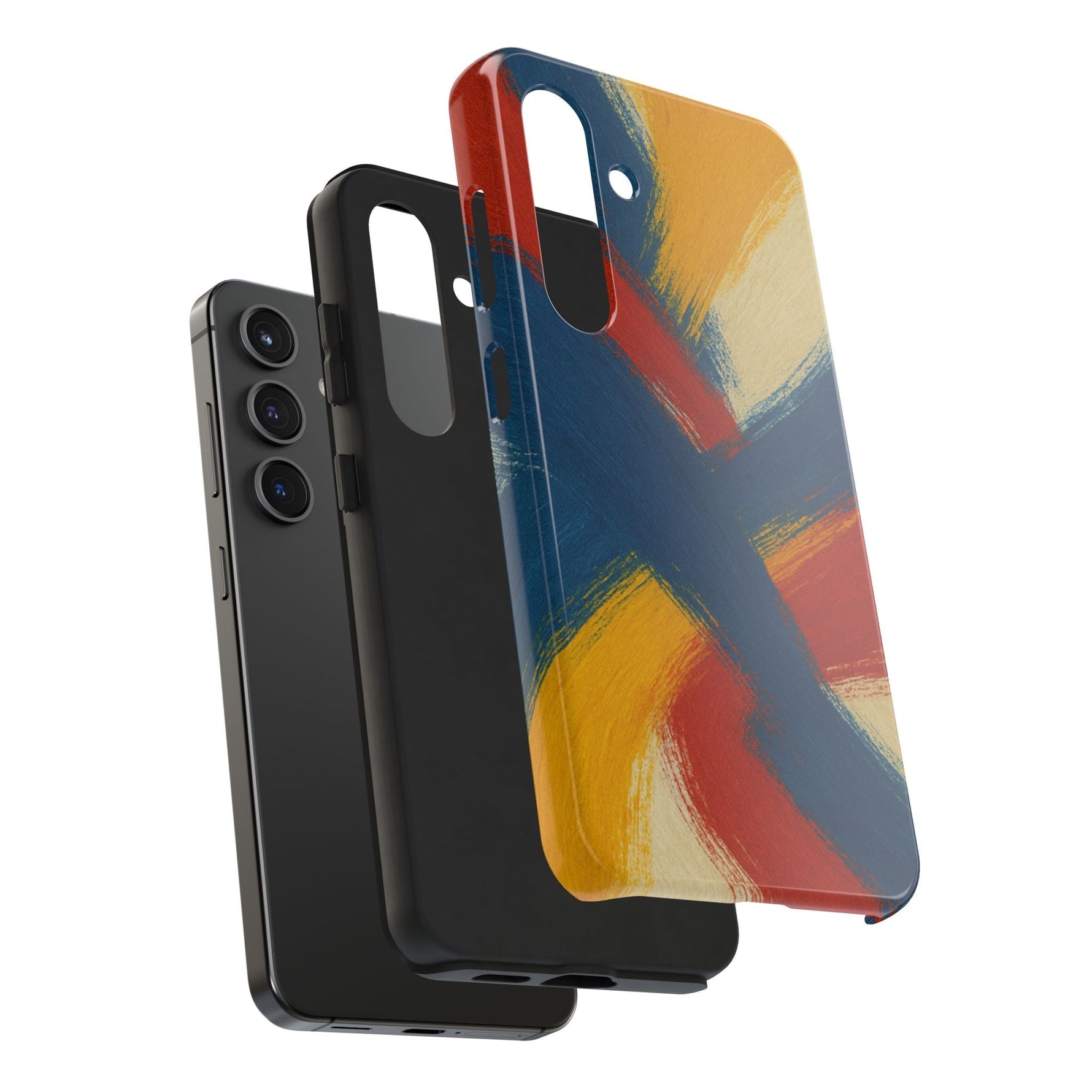 Abstract Brushstroke Tough Phone Case — Colorful Red, Blue & Yellow Protective Cover  Shamo's