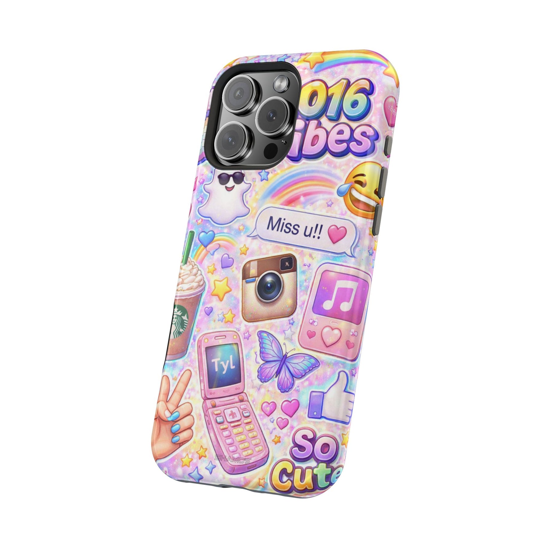 2016 Vibes Y2K Sticker Collage Magnetic Impact-Resistant iPhone Case with MagSafe Compatibility