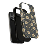 Navy Cherry Blossom Floral iPhone Case - Compatible with MagSafe - Shamo's