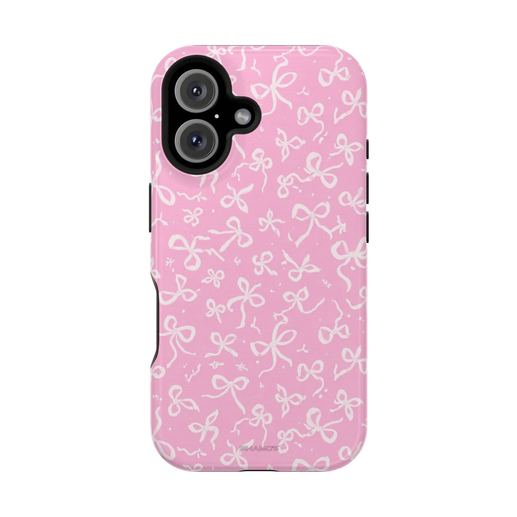 Pink Bow Pattern Impact-Resistant iPhone Case | MagSafe