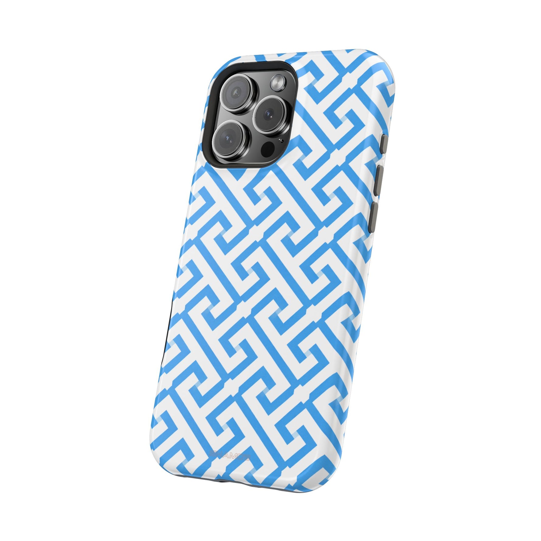 Preppy Blue Geometric MagSafe Compatible Impact Phone Case