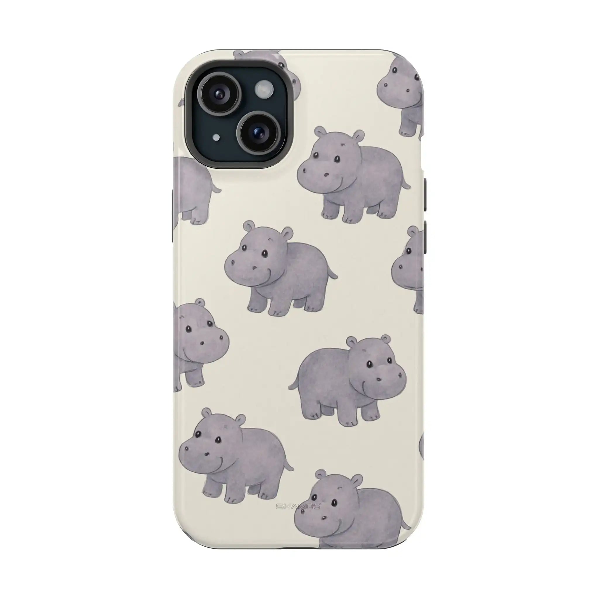 Cute Tiny Hippo Magnetic Impact-Resistant Phone Case - iPhone 15 Plus / Glossy - Shamo's