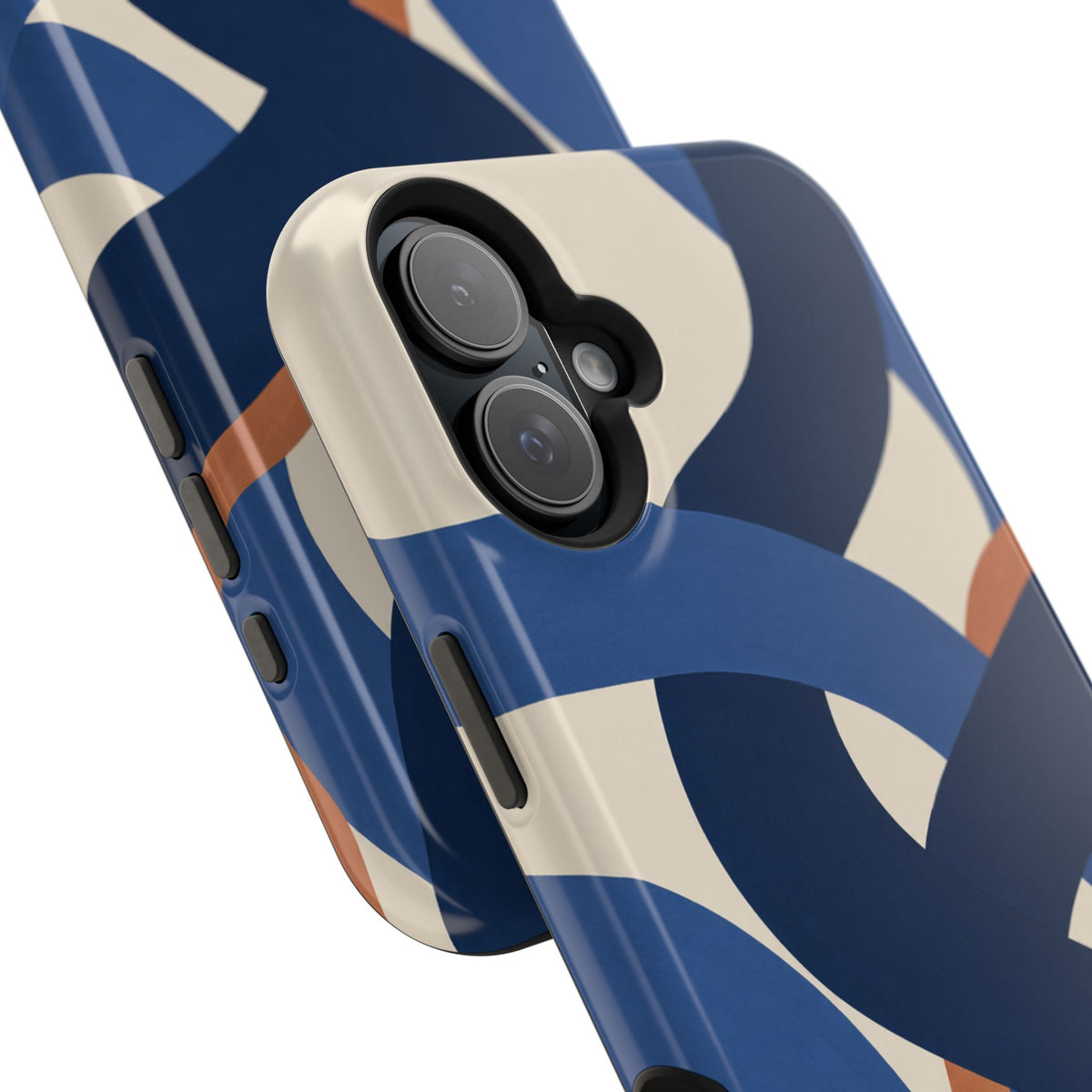 Indigo Loom MagSafe Phone Case – Blue & Ivory Abstract Woven Pattern