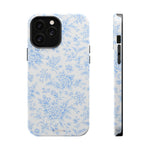 Preppy Look Blue Floral Impact-Resistant Phone Case and MagSafe Compatible