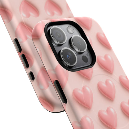 Baby Pink Pearl Hearts 3D iPhone Case | MagSafe