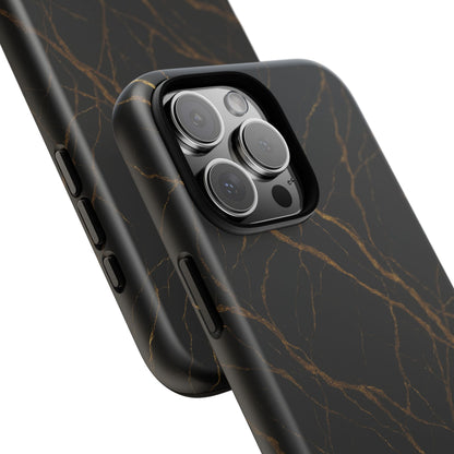 Black Marble Tough iPhone Case