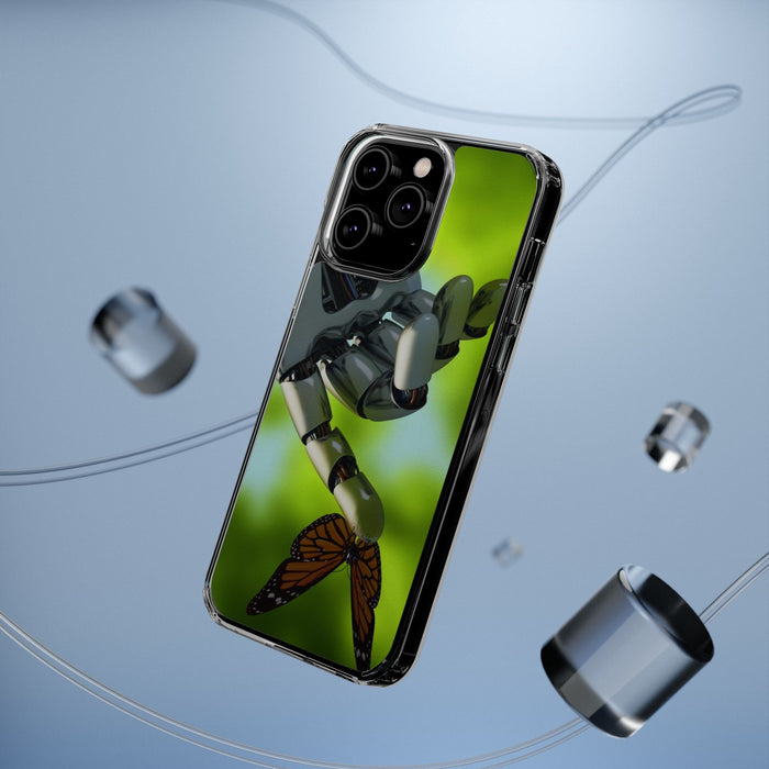 Clear Phone Cases with Robotic hand and Butterfly theme