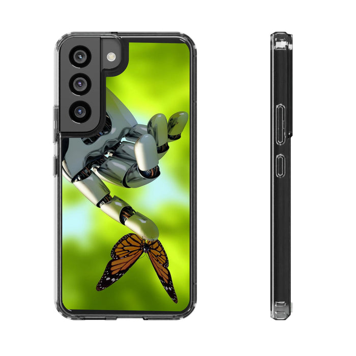 Clear Phone Cases with Robotic hand and Butterfly theme