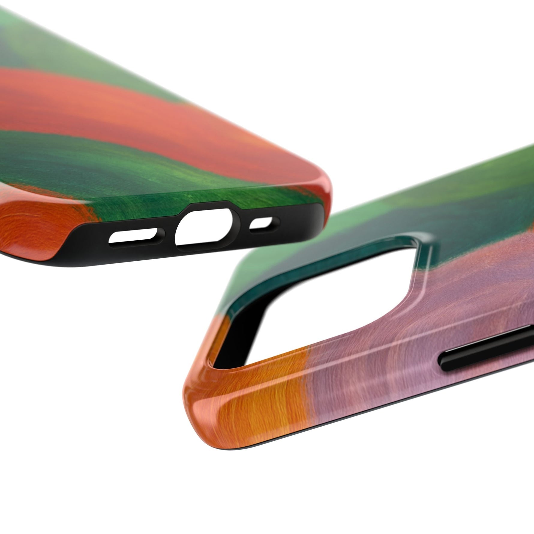 Abstract Color Wave Tough Phone Case — Bold Orange & Green Protective Phone Cover  Shamo's