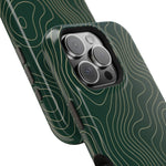 Topographic Green Magnetic Impact-Resistant iPhone Case | MagSafe compatible  Shamo's