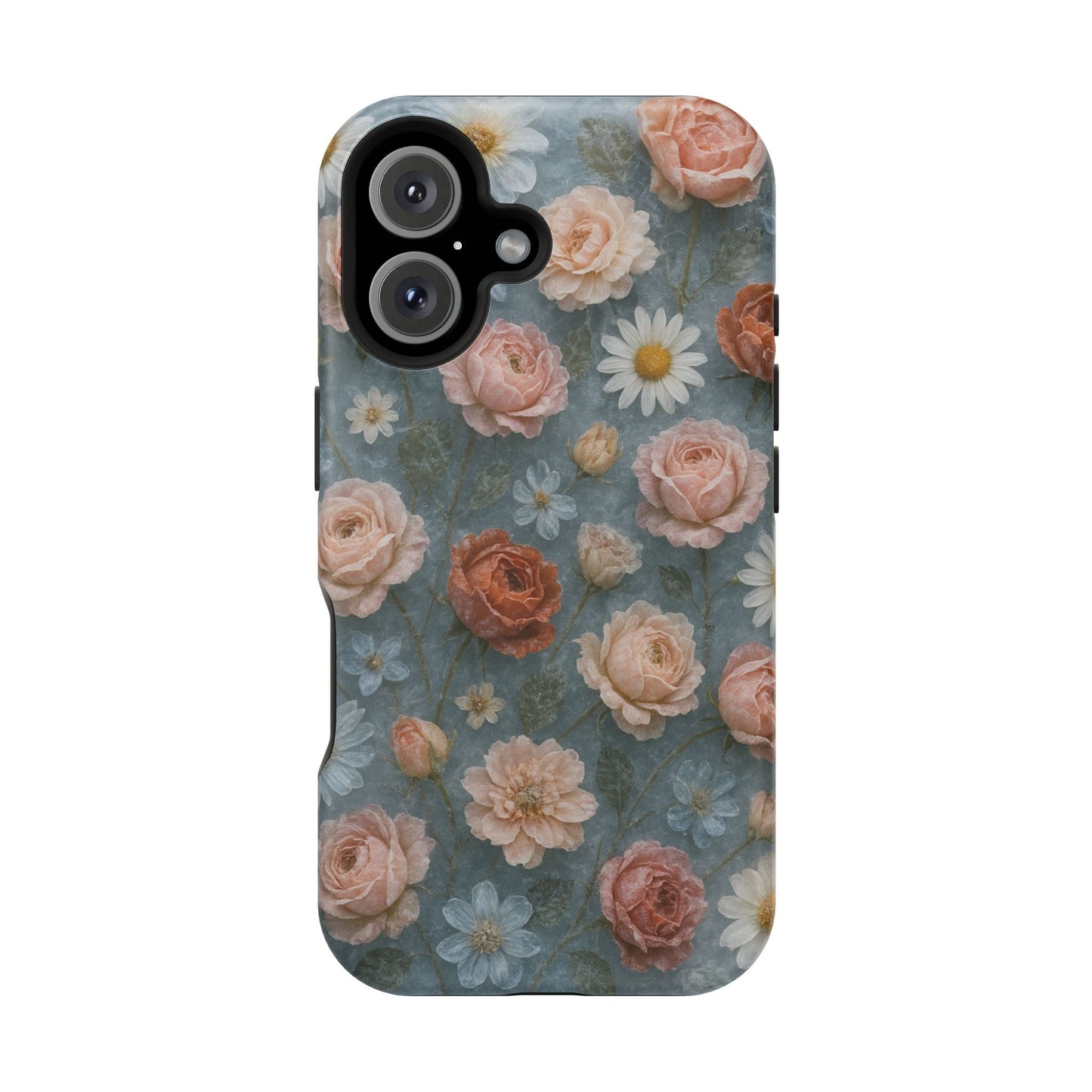 Frozen Floral Vintage Roses & Daisies iPhone Case with MagSafe compatibility  Shamo's iPhone 16 / Matte