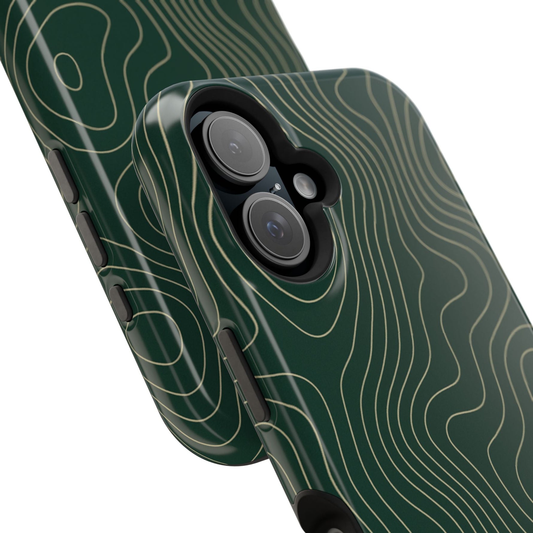 Topographic Green Magnetic Impact-Resistant iPhone Case | MagSafe compatible  Shamo's