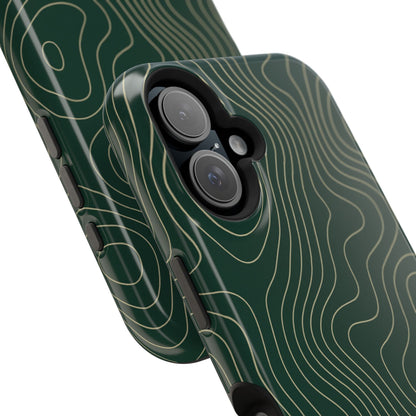 Topographic Green Magnetic Impact-Resistant iPhone Case | MagSafe compatible  Shamo's
