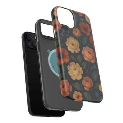 Floral Vintage Rose Magnetic Impact iPhone Case with MagSafe  Shamo's