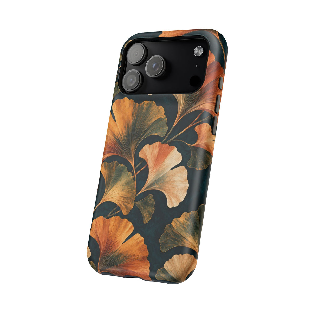 Rear three-quarter view of the Nocturne Ginkgo phone case for iPhone 18 Pro Max #iphone-18-pro-max