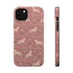 Rose Ponies MagSafe Phone Case, glossy iPhone 14 Plus, rear and side profile