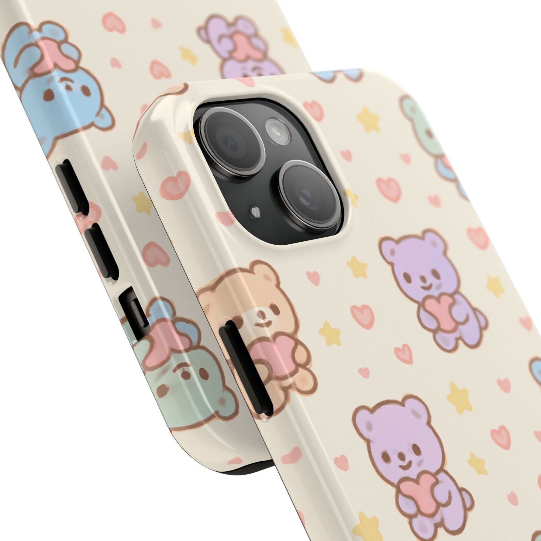 Cute Pastel Bear Impact Phone Case | Heart & Star Kawaii Pattern  Shamo's