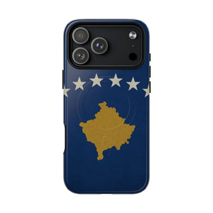Kosovo Flag Tough iPhone Case — Navy Blue Stars & Gold Map (MagSafe compatible)  Shamo's iPhone 17 Pro Max / Glossy
