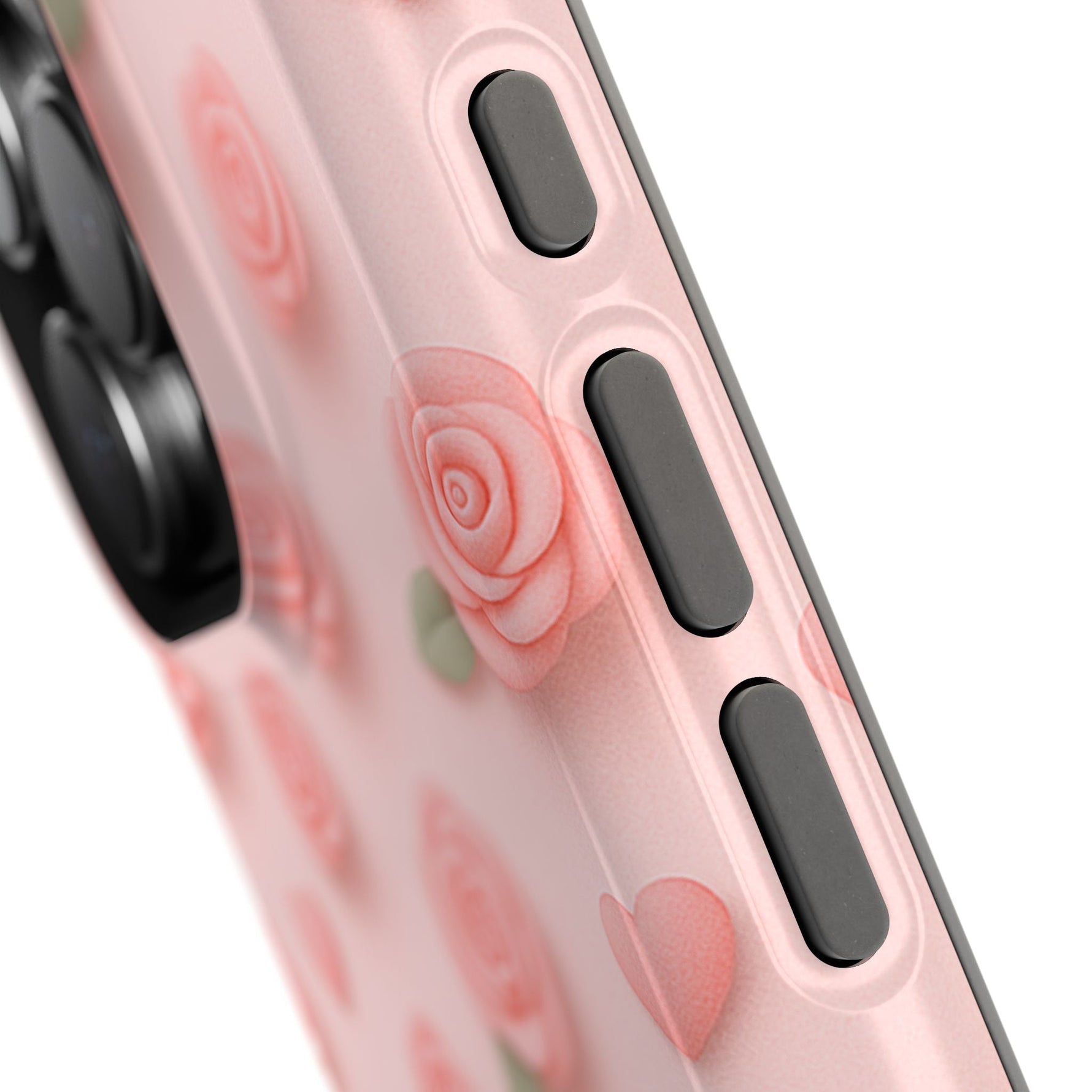 Pink Rose Pattern Impact iPhone Case — Floral Hearts Protective Cover (MagSafe compatible)  Shamo's