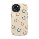 Prairie Horseshoes MagSafe Phone Case, glossy iPhone 15, rear view