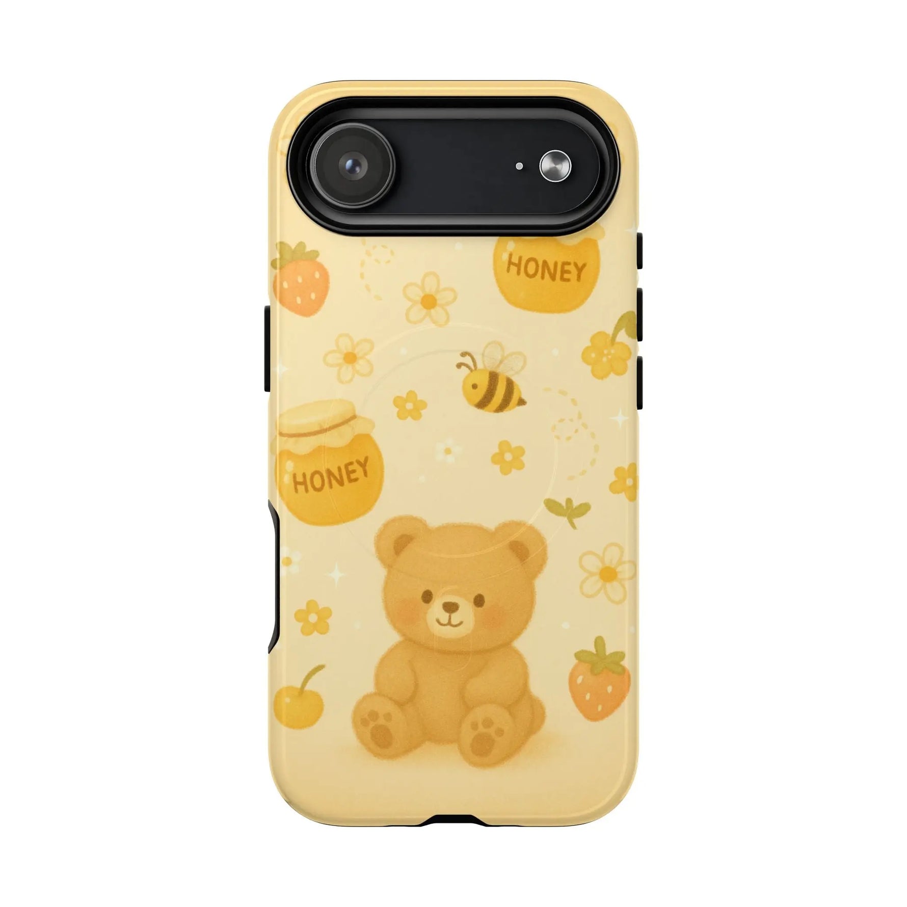 Cute Honey Teddy Bear iPhone Case — Yellow Bee & Honey Pot Design with MagSafe - Shamo's