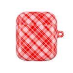 Red Plaid AirPod Case – Festive Check Pattern Protective Cover